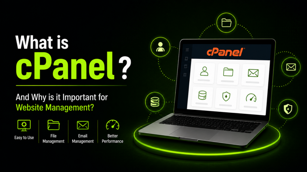 cPanel dashboard for easy website management, hosting, email, and database administration