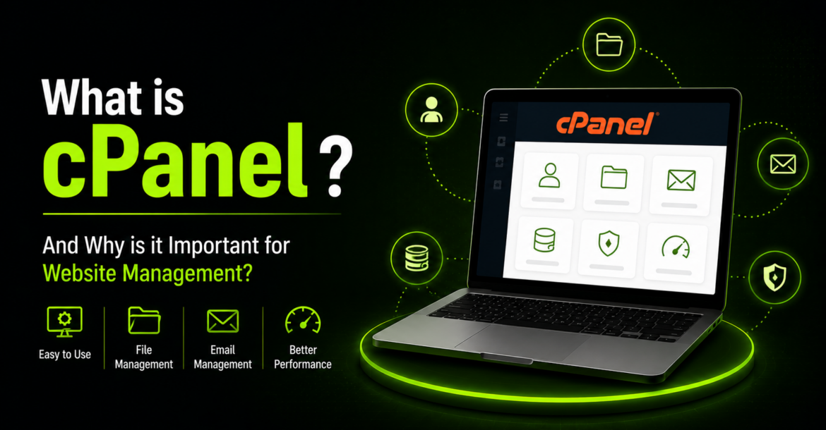 cPanel dashboard for easy website management, hosting, email, and database administration