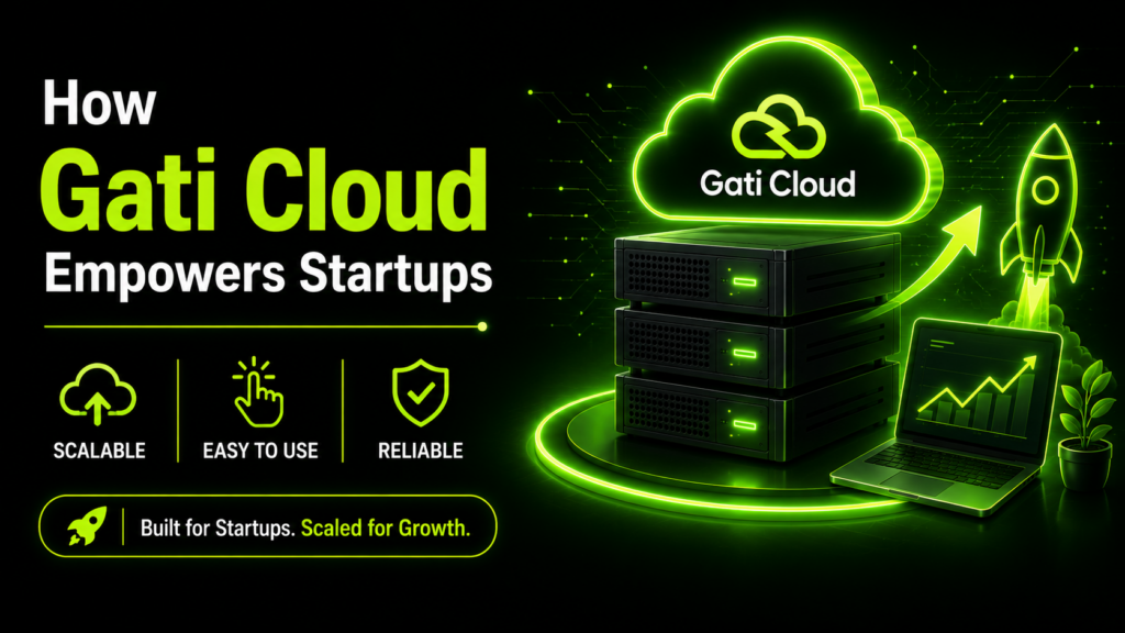 Gati Cloud platform with high-performance cloud servers, scalable infrastructure, and startup growth solutions designed for reliable and easy cloud hosting.