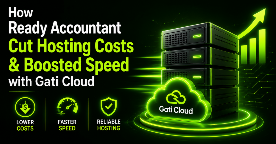 Modern cloud hosting with server infrastructure representing reduced hosting costs, faster website performance, and reliable cloud solutions for businesses.