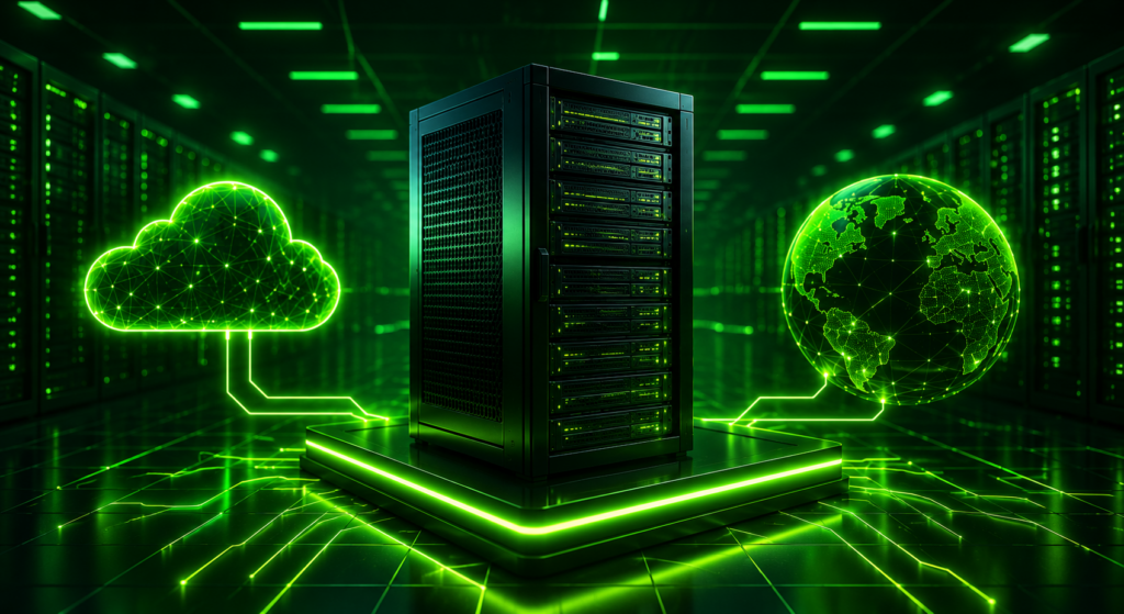 Dedicated server hosting rack illustrating exclusive server resources for high-traffic websites