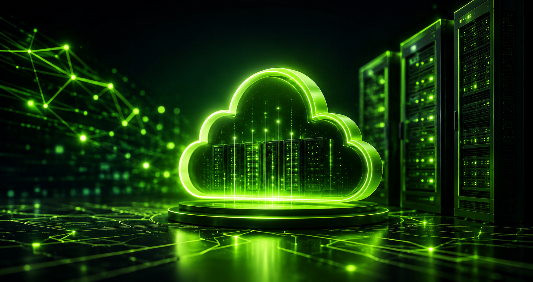What Is a Hosting Company – futuristic web hosting servers and cloud infrastructure