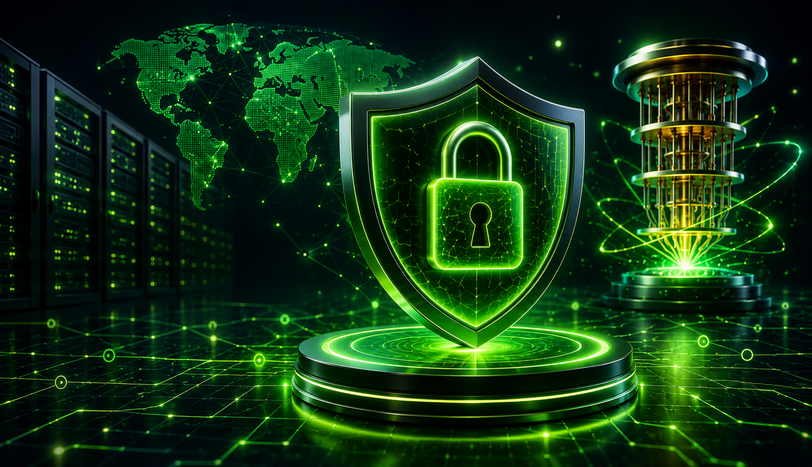 Post-quantum encryption and quantum-resistant website security concept