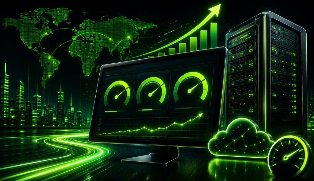 Core Web Vitals 2026 showing how web hosting performance affects website speed and SEO rankings.