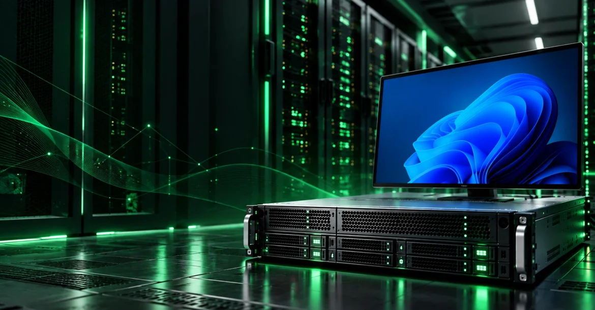 Windows Server Dedicated Hosting: 6 Proven Tips for 2026 2 Windows dedicated server running Windows Server 2025 with Remote Desktop secured behind a firewall