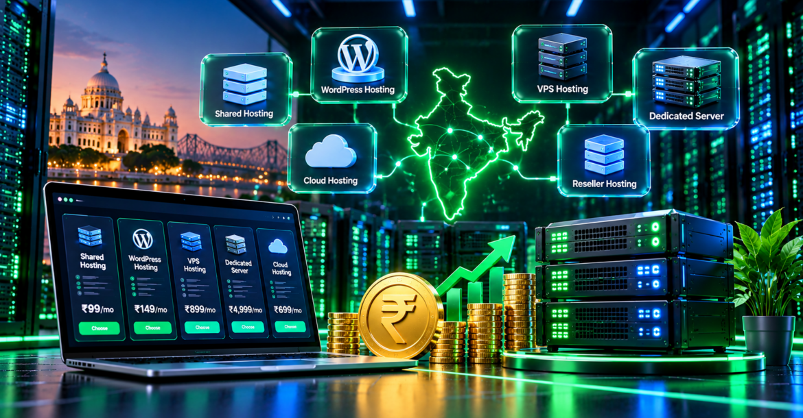 Website hosting cost in India compared across shared, VPS and dedicated plans