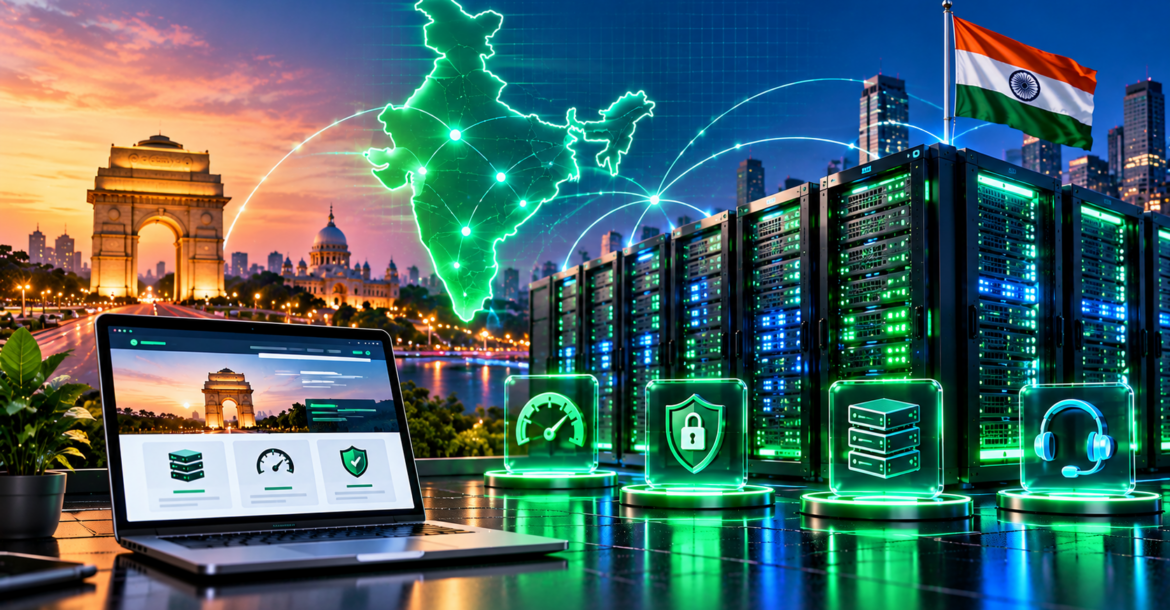 Indian hosting: server racks in a data center