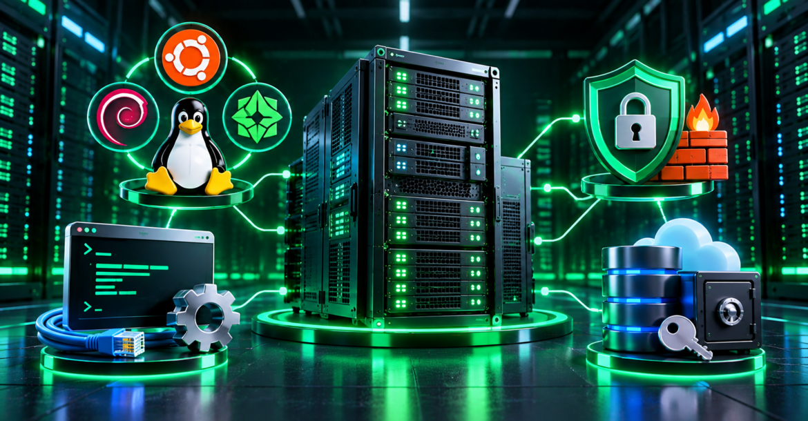 Dedicated server Linux setup with Ubuntu, Debian and AlmaLinux options and SSH security